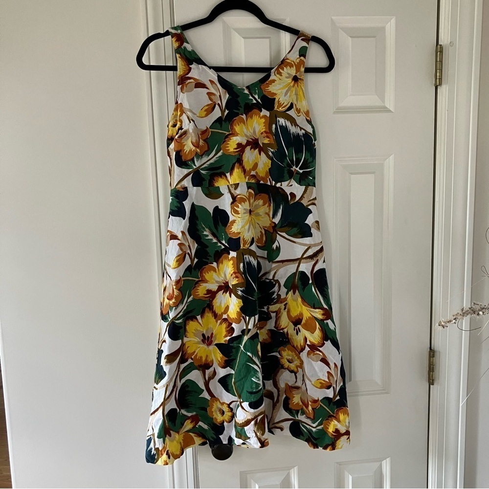 Ann Taylor Factory Floral Sleeveless Midi Linen Dress (6)